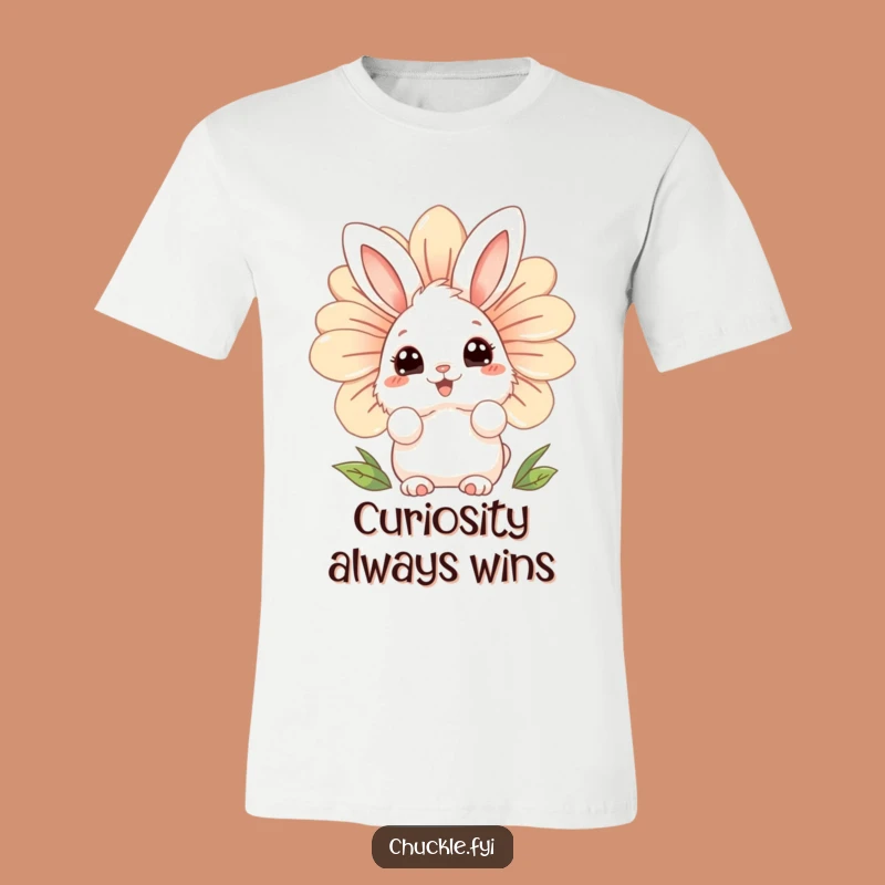Funny Bunny Flower T-Shirt: Curious Peek-a-Boo Character Tee!