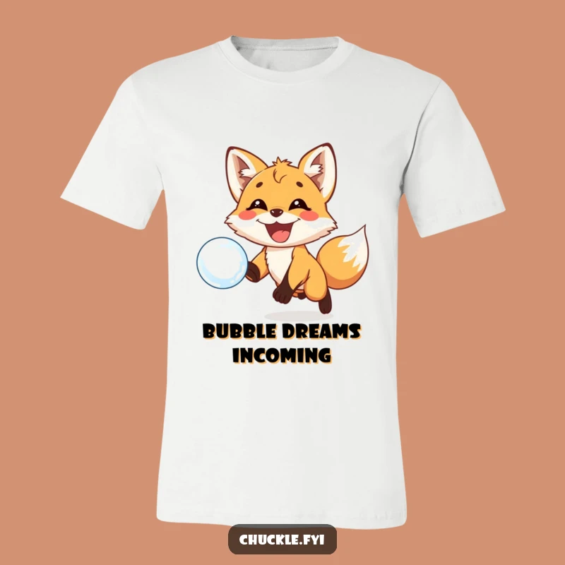 Funny Fox Bubble T-Shirt - Playful Cub Grin, Chasing Fun, Hilarious Gift