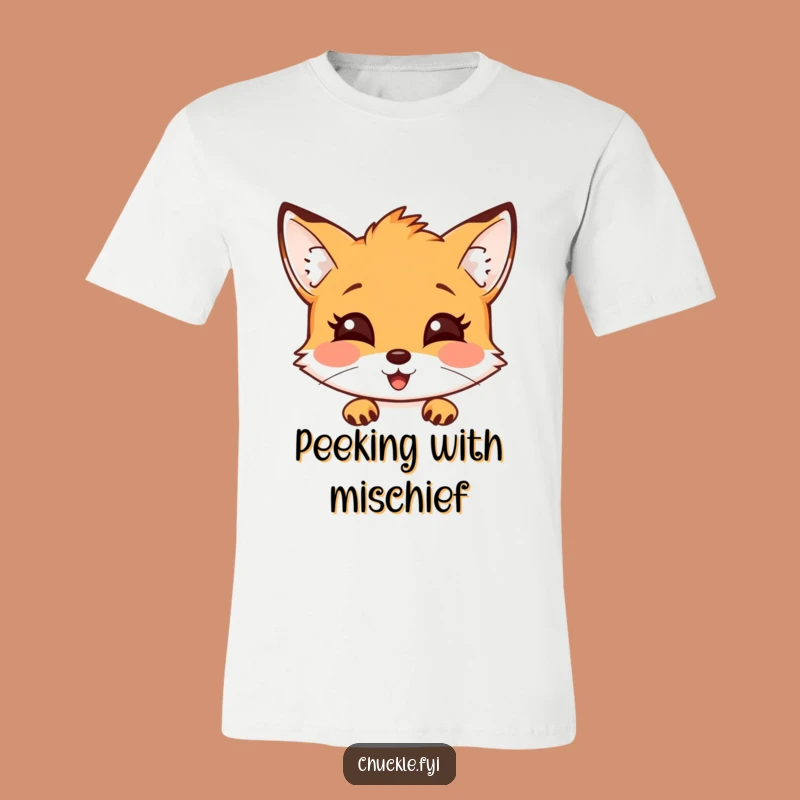 Funny Fox Peeking T-Shirt: Witty Cartoon Apparel for Sly Characters