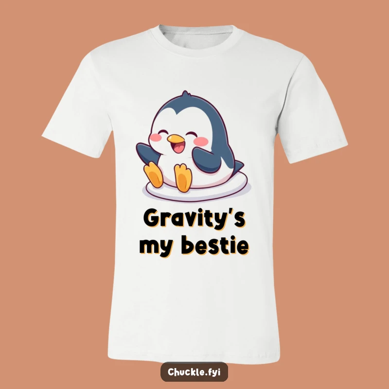 Funny Penguin Belly Slide T-Shirt - Comical Character, Hilarious Fun Tee, Great Gift Idea
