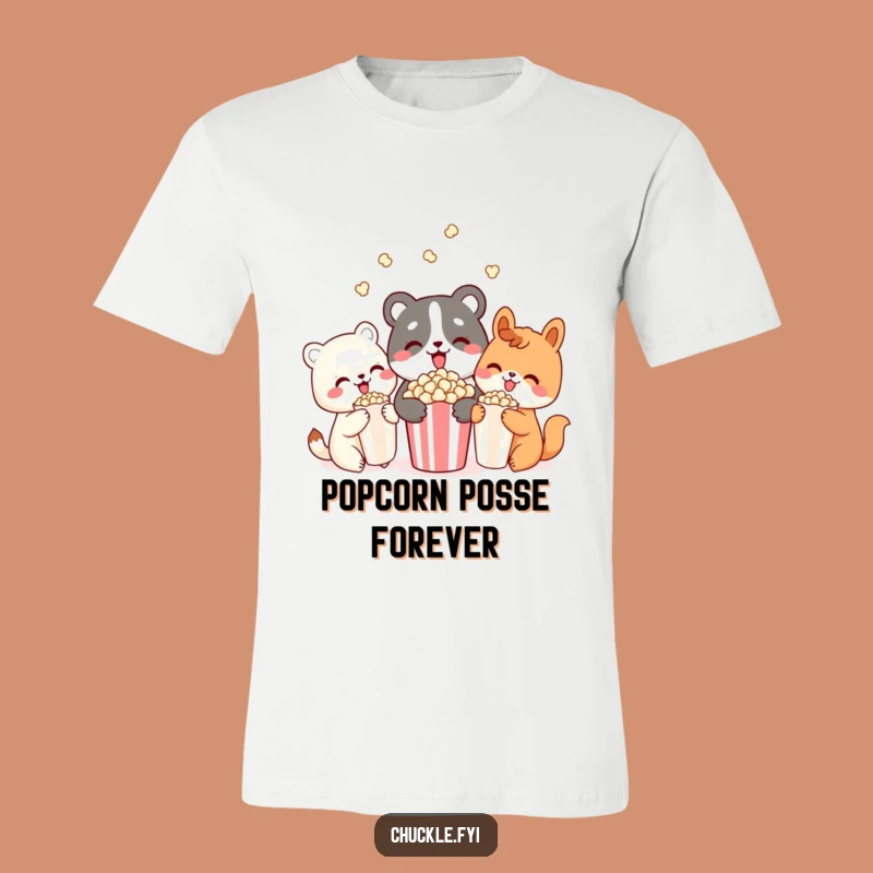 Funny Popcorn Pals Animal T-Shirt: Cute Friends Sharing Snacks, Great Gift
