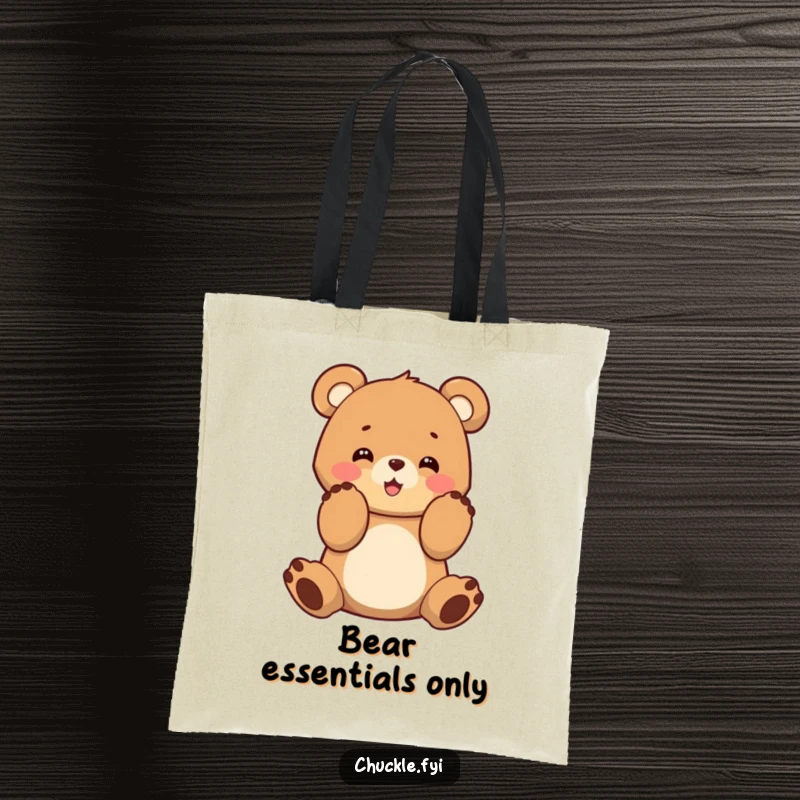 Durable tote bag featuring a funny bear cub clapping its paws, ready to carry your essentials.