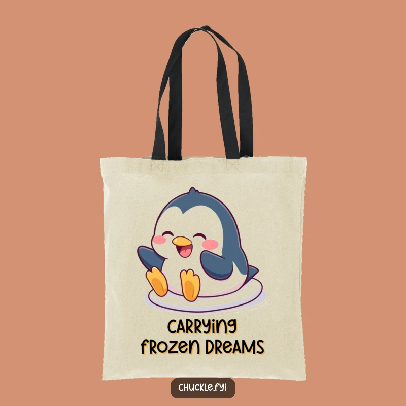 Funny Penguin Slide Tote Bag - Comical Character Carry-All, Hilarious & Practical Gift