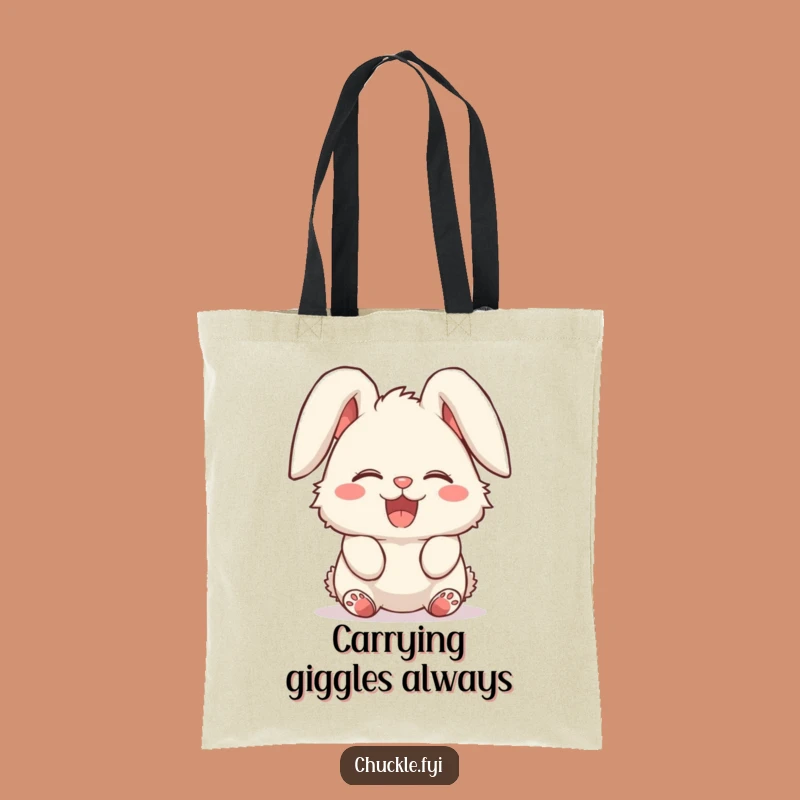 Funny Giggling Bunny Tote Bag: Carry Your Joy with This Hilarious Bunny Design