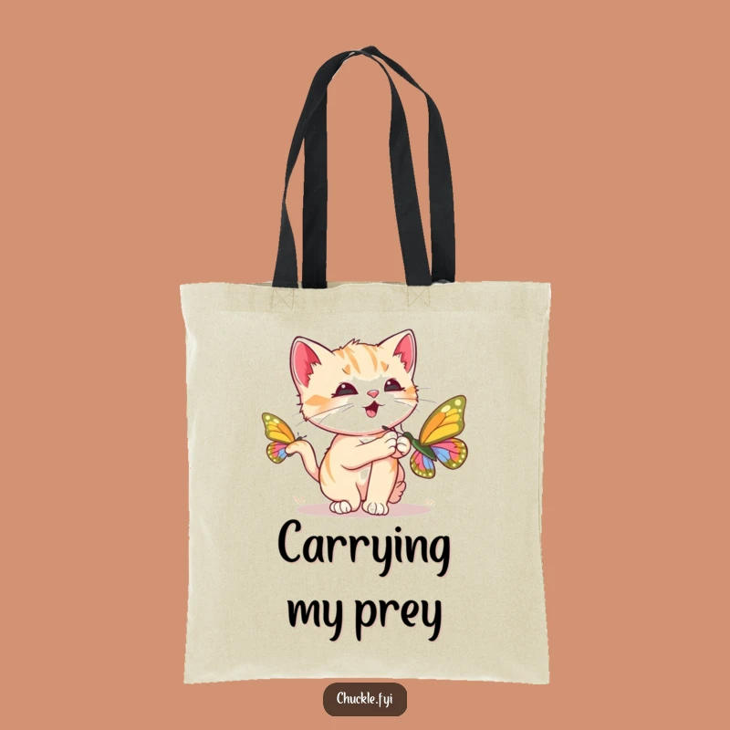 Funny Kitten Tote Bag: Butterfly Chase, Purring Joy, Chic Funny Gift