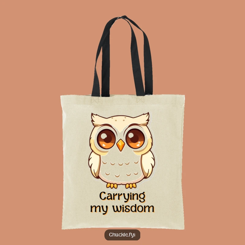 Funny Curious Owl Tote Bag: Chuckling Owl Carry-All, Charming Wise Funny Gift