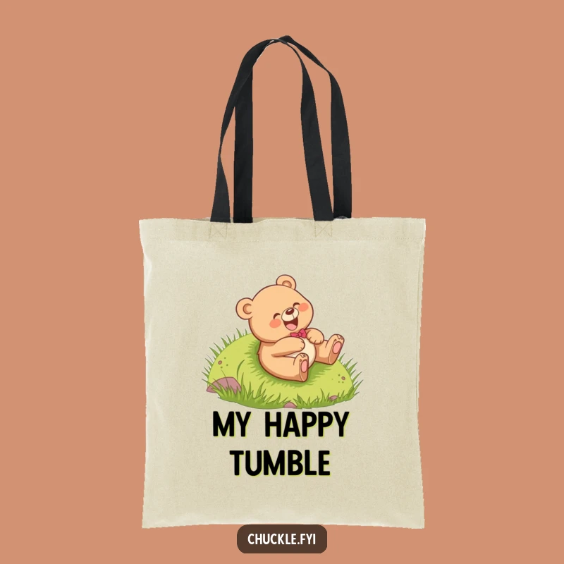 Funny Bear Cub Tote Bag: Giggling Fun, Hill Roll Charm, Chic Funny Gift