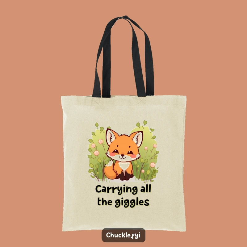 Funny Fox Cub Tote Bag: Chuckling Woodland Friend, Stylish & Practical Gift