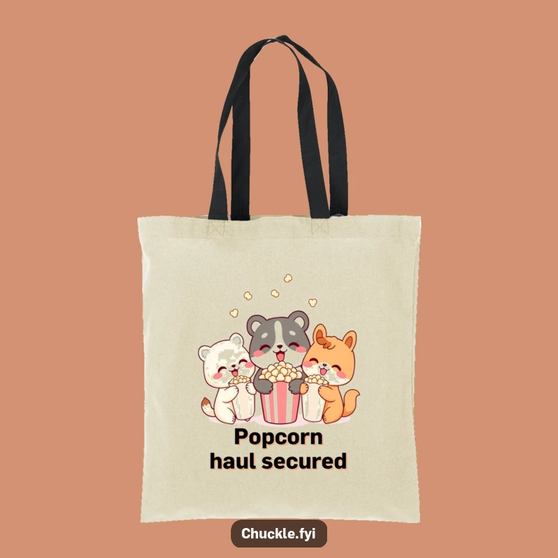 Funny Popcorn Pals Animal Tote Bag: Carry Snacks and Smiles, Perfect Gift